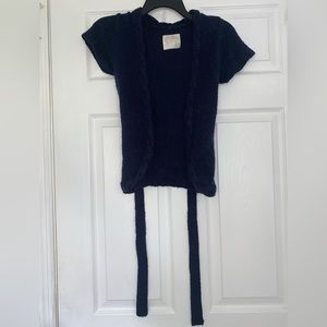 Justice Girl’s Navy Blue Sweater Cardigan w/ Tie, Short-Sleeved